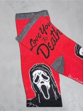 Red & Black Ghost Face Crew Socks